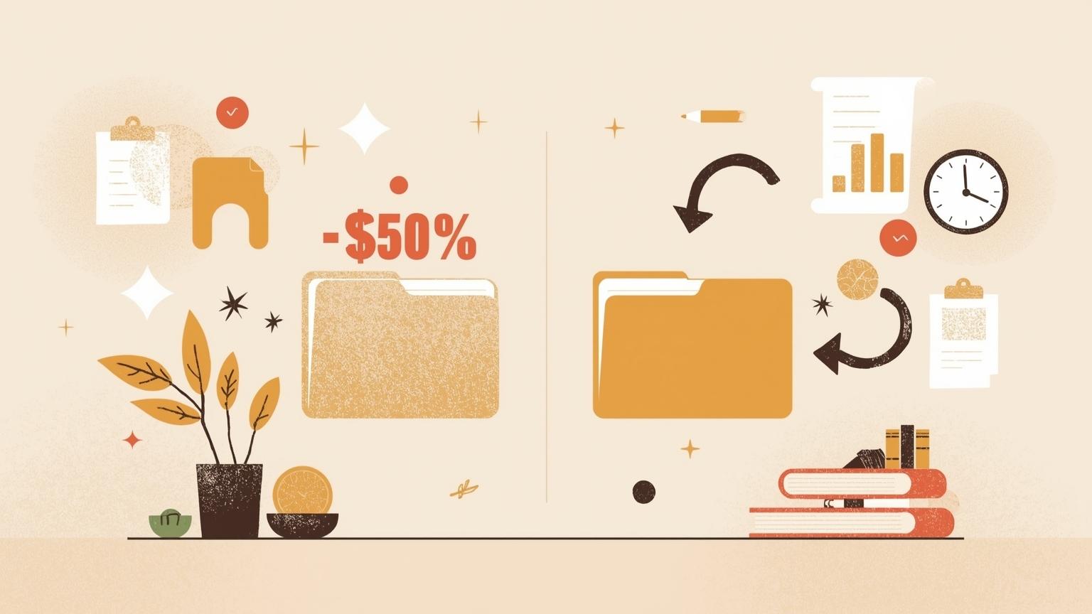Illustration éditoriale comparant visuellement deux stratégies de recouvrement de créances pour une PME.