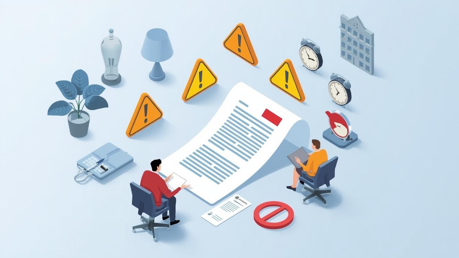 Illustration des premiers signes révélateurs d’un contrat non respecté avec indicateurs et alertes visuelles